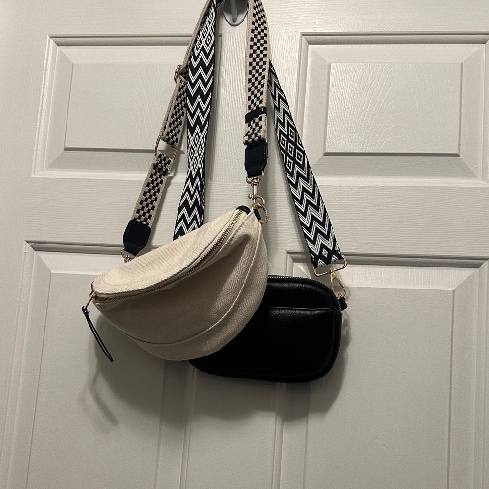 Stylish Cream and Black Women's Bag Set
